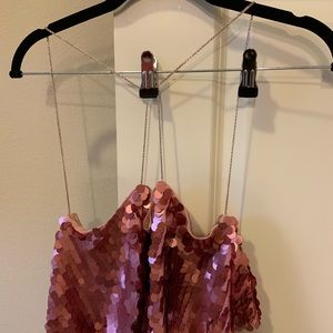 Urban outfitters pink metallic sequin top